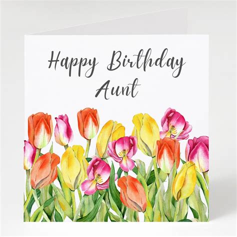 Aunt Birthday Card, Happy Birthday Aunt, Watercolour Spring Flowers ...