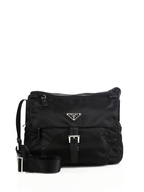 Lyst - Prada Nylon & Leather Crossbody Bag in Black