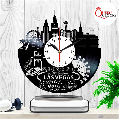 Las Vegas Clock Skyline Vinyl Clock Las Vegas Themed Gifts For Women ...