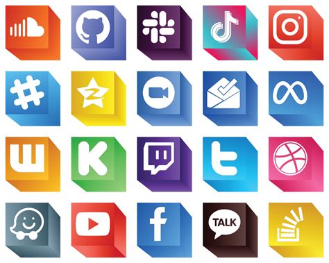 Fully Editable 3D Social Media Icons 20 Icons Pack such as zoom. tencent. china and qzone icons ...