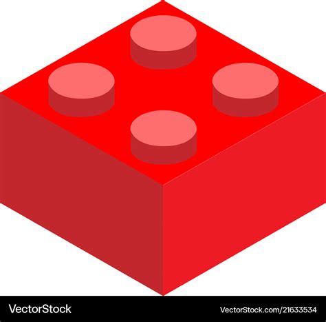 A lego red brick block on white background Vector Image