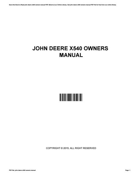 John deere x540 owners manual by JamesBrainard1797 - Issuu