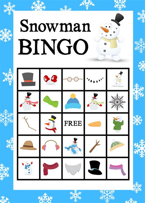 Printable Snowman Bingo Game - Crazy Little Projects