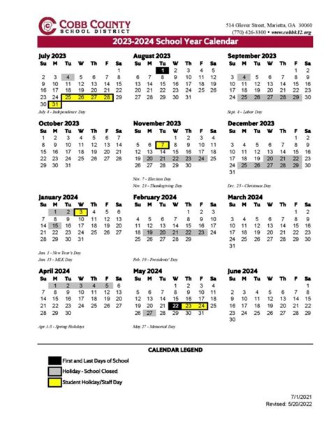 Cobb County School District Calendar 2024-2025 (CCSD Calendar)