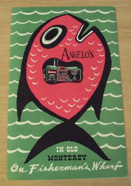 RARE 1950'S SEA Food Restaurant MENU~"ANGELO'S" Fisherman's Wharf ...