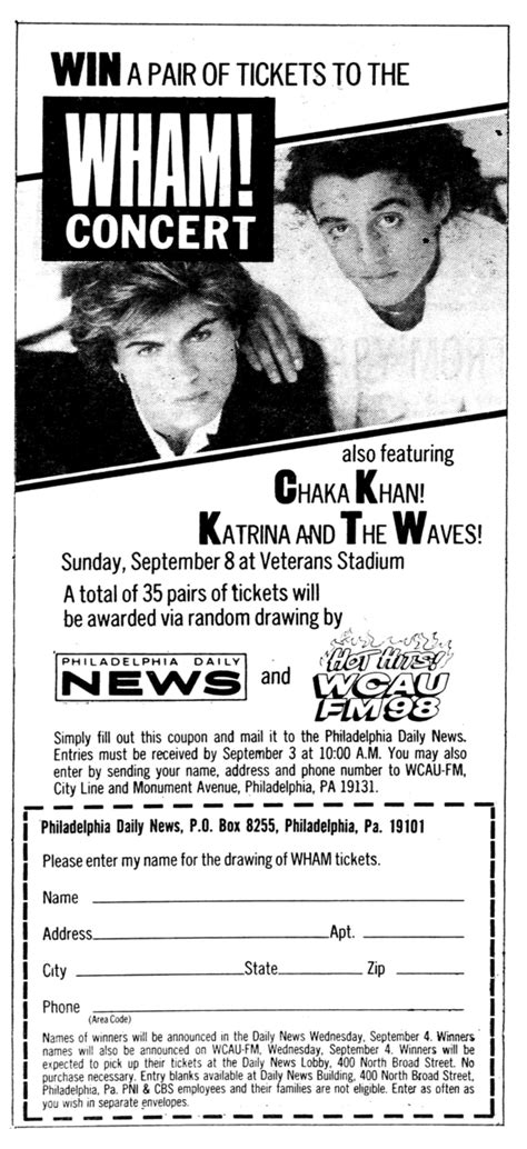 Wham!'s 1984 Concert & Tour History | Concert Archives