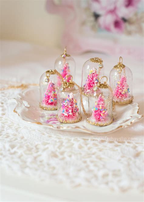 Pink Christmas Tree Sprinkles Glass Snowglobe by EyeCandyCreations