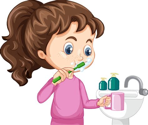 Girl Brushing Teeth Vector Art, Icons, and Graphics for Free Download