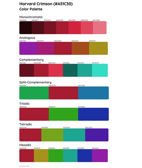 Harvard Crimson color palettes - colorxs.com