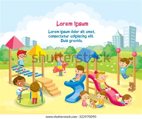 Children Playing On Playground Rope Bridge Stock Vector (Royalty Free ...