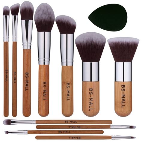 BS-MALL Makeup Brush Set 11Pcs Bamboo Synthetic Kabuki Brush Set ...