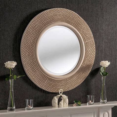 Circular Contemporary Ivory Studded Wall Mirror | Wall Mirrors