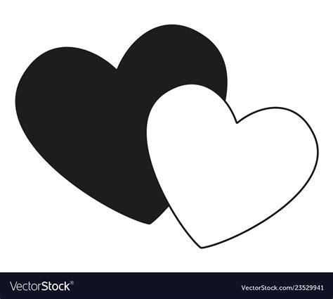 Black and white pair of loving hearts Royalty Free Vector