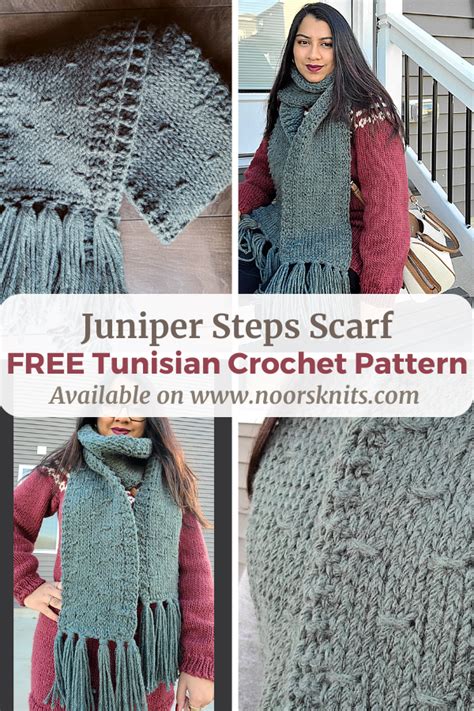 Easy Tunisian crochet scarf pattern free Juniper Steps Scarf - Noor's Knits