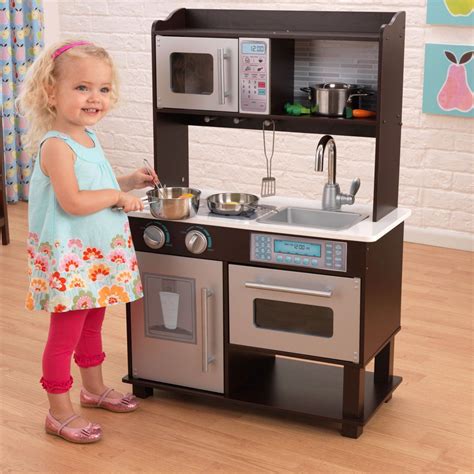 KidKraft Espresso Toddler Play Kitchen with Metal Accessory Set $114 ...