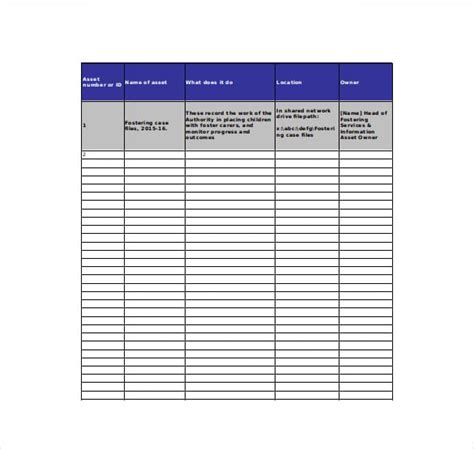 Asset Tracking Spreadsheet Template