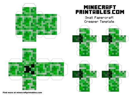 Minecraft Printable Papercraft Creeper Template - Small Minecraft ...