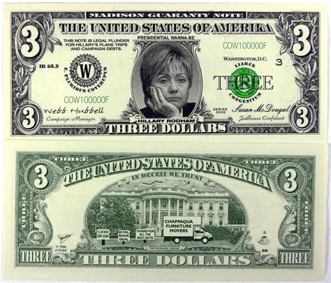 The Clinton 3 dollar bill | Write On The Money | Pinterest