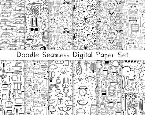 Doodle Seamless Lovely digital paper pack scrapbook paper | Etsy