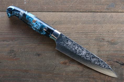 Yu Kurosaki R2/SG2 Hammered Petty Japanese Chef Knife 130mm with Blue ...