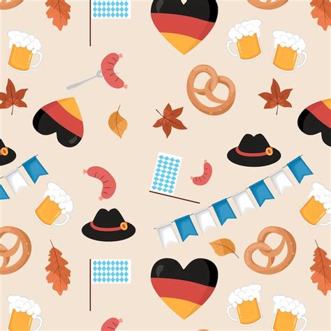 Premium Vector | Octoberfest icons seamless pattern background