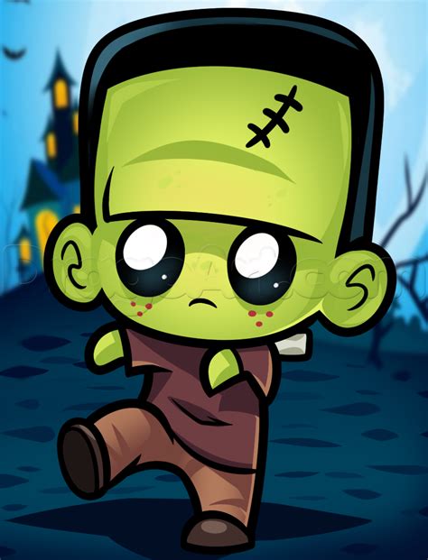 How to Draw Cute Frakenstein, Step by Step, Frankenstein, Monsters, FREE Online Drawing Tutorial ...