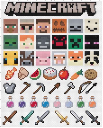 Minecraft Cross Stitch Pattern PDF – Kooky Cross Stitch