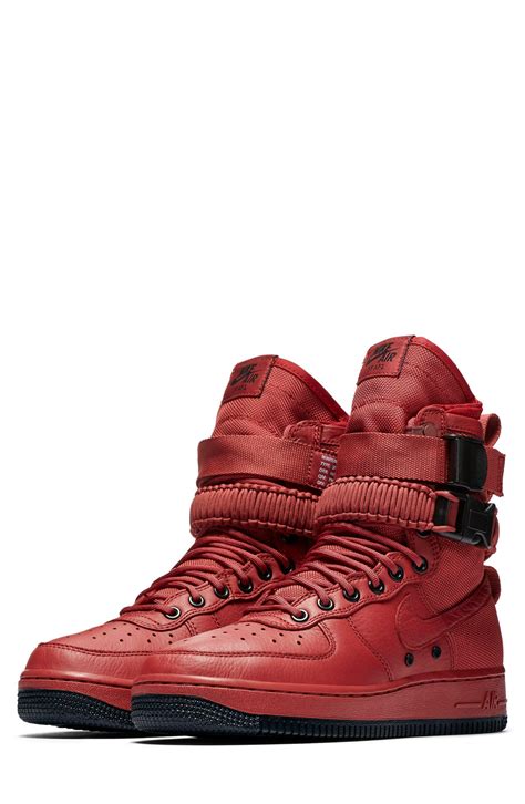 Nike Leather Sf Air Force 1 High Top Sneaker in Red - Lyst