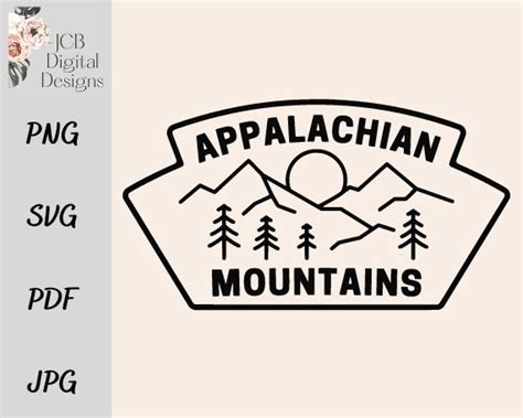 Appalachian Mountains Svg Png Pdf Jpg Design for T-shirts - Etsy