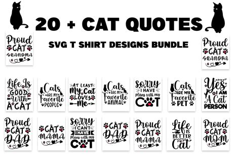Cat Quotes SVG T-shirt Designs Bundle Bundle · Creative Fabrica