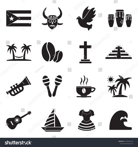 Puerto Rico Icons Black Flat Design Stock Vector (Royalty Free ...