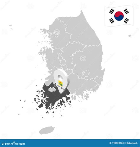 Location of South Jeolla Province on Map South Korea. 3d Location Sign ...