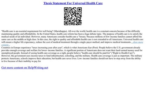 Thesis Statement For Universal Health Care | PPT