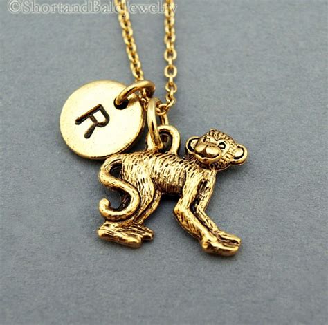 Monkey charm necklace gold monkey charm gold monkey