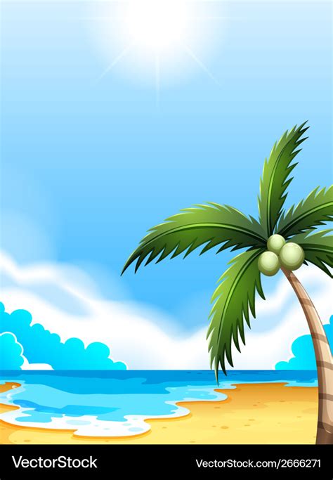 A beach with coconut tree Royalty Free Vector Image