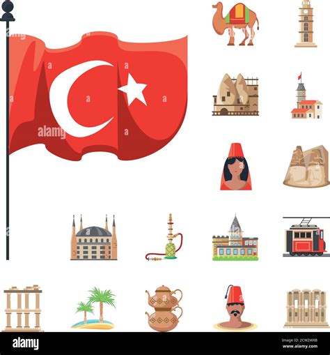 Turkish detailed style icons group design, Turkey culture travel and asia theme Vector ...