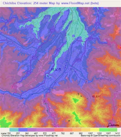 Elevation of Chichibu,Japan Elevation Map, Topography, Contour