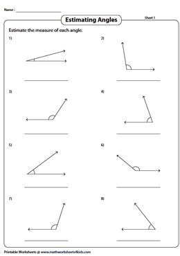 Estimating Angles Worksheets