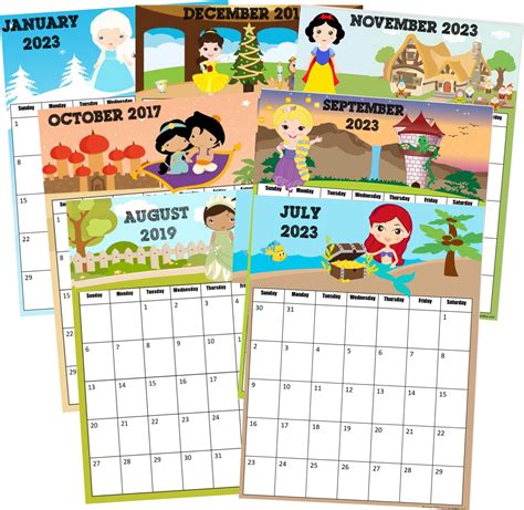 free printable disney princess calendar 2023 disney printable - 2023 ...