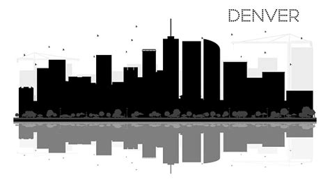 Denver City Skyline Black And White Silhouette With Reflections Stock Illustration - Download ...