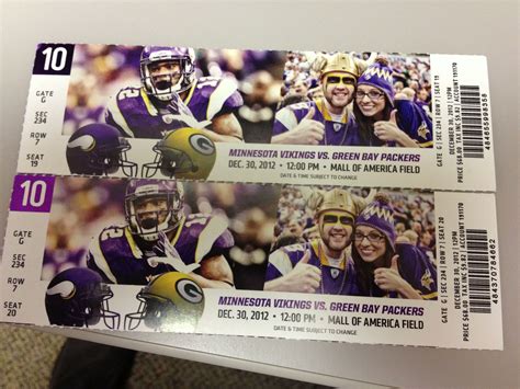 2012 Vikings - Packers tickets Vikings Packers, Minnesota Vikings