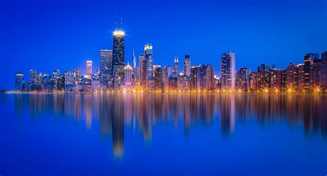 Chicago Lake Michigan Skyscraper Reflection Wallpaper, HD City 4K ...