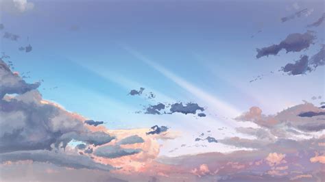 Download wallpaper 2048x1152 sky, clouds, original, anime, dual wide ...