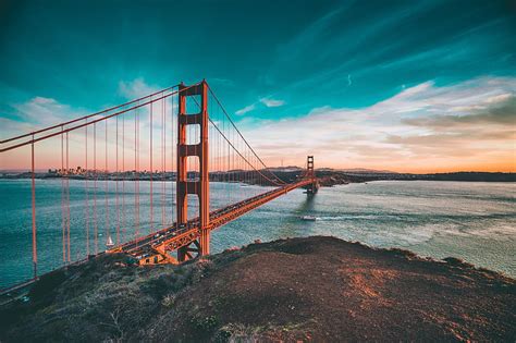 HD wallpaper: Golden Gate Bridge, San Francisco, sky, clouds, river, sea, rock | Wallpaper Flare