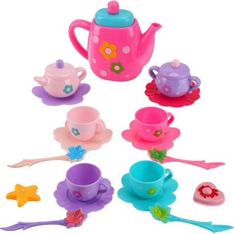 Princess Royal Tea Set Pretend Playset - Kids Tea Party Play Food Accessories Kitchen Toy Teapot ...