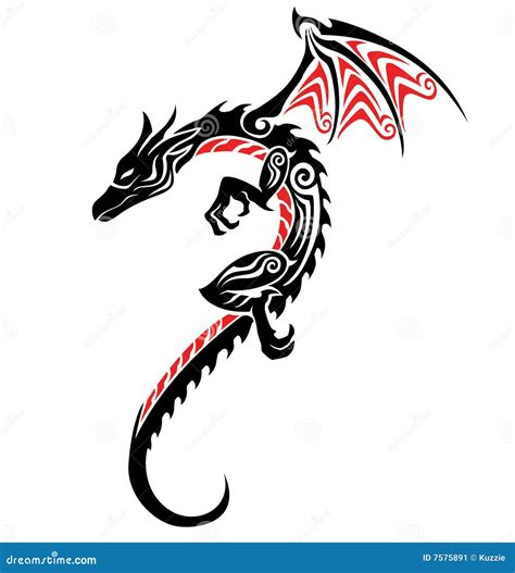 Dragon Tattoo Silhouette Cartoon Vector | CartoonDealer.com #45393483