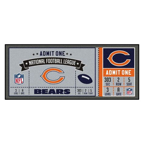 FANMATS NFL - Chicago Bears 30 in. x 72 in. Indoor Ticket Runner Rug, Team Colors Chicago Bears ...