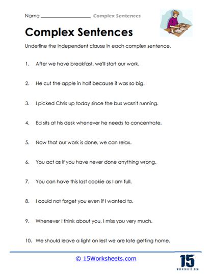 Complex Sentences Worksheets - 15 Worksheets.com