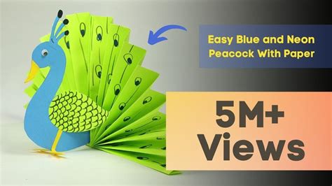 Paper Crafts for Kids - Easy Blue and Neon Peacock With Paper - YouTube