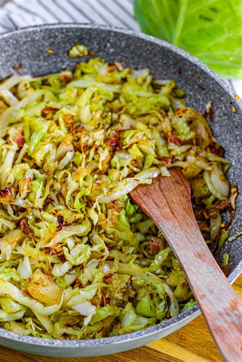 Fried Cabbage with Onions and Bacon - From Gate To Plate